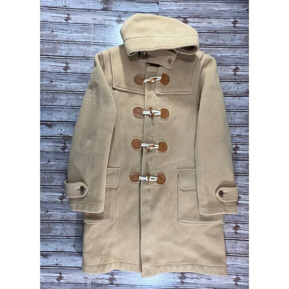 Gloverall X Abraham & Strauss Duffle Wool Coat sz 42 Beige Made England 70's 80' - Picture 1 of 8